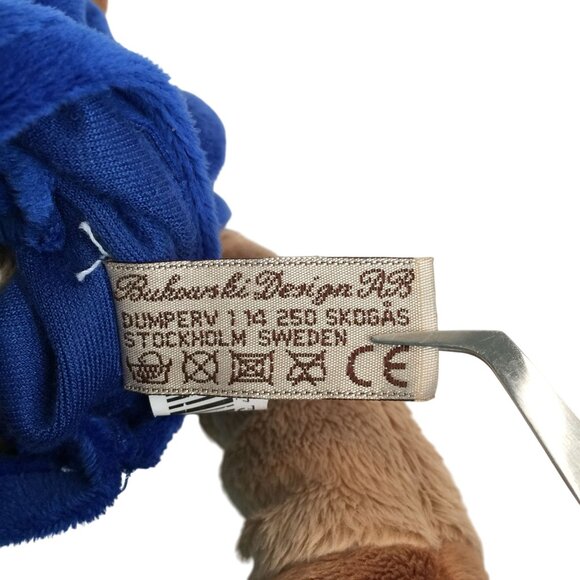 Bukowski Design Moose Plush Blue Volvo Overalls Plush 15" Stuffed Animal Sweden - Picture 7 of 9